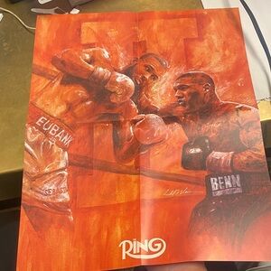 Ring Boxing Art Poster - Fiery Red and Bold Orange